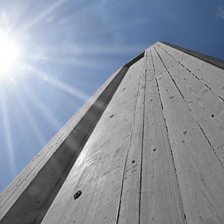 Detail pilíře mostu, který zůstane v kvalitě pohledového betonu.