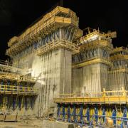 Power plant construction during a night shift. Photo: Doka