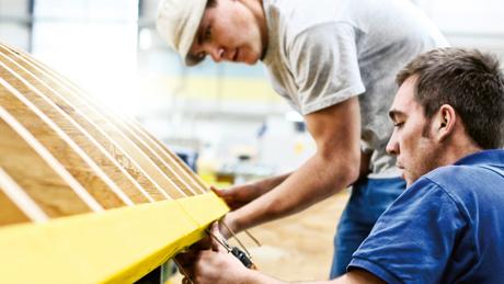 Prémontage du coffrage sur le chantier