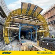 V štokholmskej oblasti Skärholmen sa používa Doka podperný systém SL-1 na vytvorenie tvaru dvoch kruhových tunelov pomocou metódy cut-and-cover. 
<br />
Copyright: Doka 
<br />

