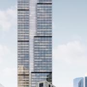 Neorenaissance meets Corporate Modernism: Der „Central Business Tower“ in Frankfurt integriert geschickt das über 130 Jahre Stadthaus an seinem Sockel. Copyright: Helaba, KSP ENGEL, Rendertaxi.
<br />
