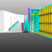 3D-Modell der Schalungsplanung für die Foyertreppe SAB Leipzig