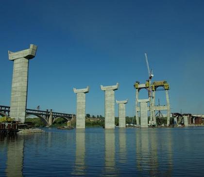 Cable-stayed bridge over Dnieper River