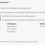 Die Online Verfügbarkeitsabfrage erleichtert in einigen Ländern bereits den Einkauf: innerhalb weniger Augenblicke erhalten Sie einen Hinweis darauf, wie es um die Lieferzeit Ihres benötigten Materials steht. Copyright: Doka