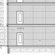 Beim Fugenbild der Ansichtsflächen hat der Architekt ein vertikales Ankerraster von 70,5 cm, 112,5 cm und 116,5 cm vorgegeben, bei einem horizontalen Ankerraster von 1,27 und 1,00 m.